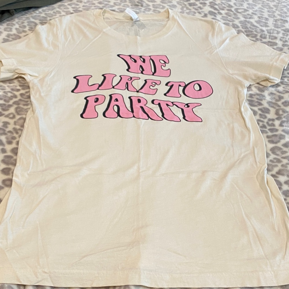 Bella Canvas Cream Tee with Pink Graphic